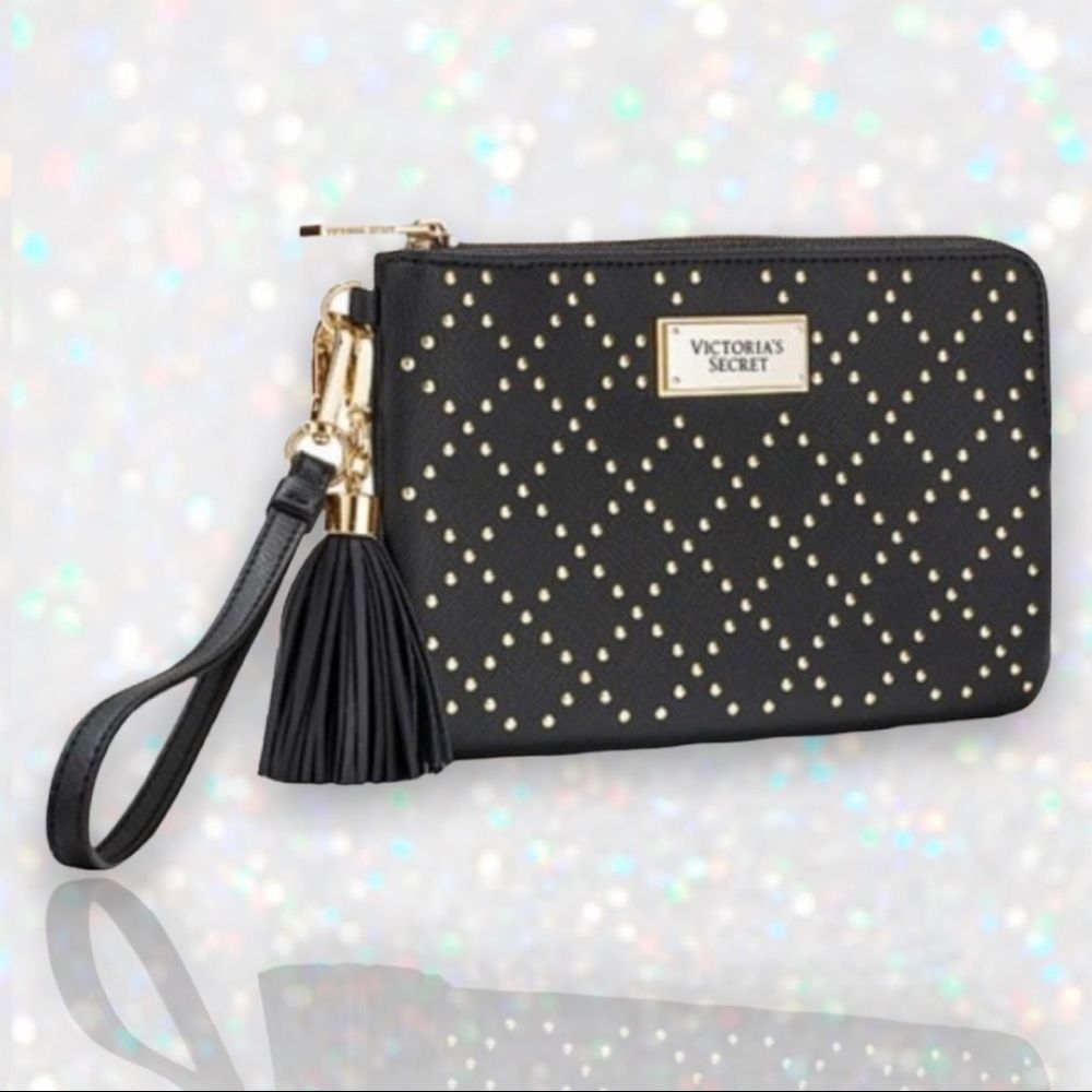 🆕 NWT Victoria’s Secret Black Studded Wristlet
